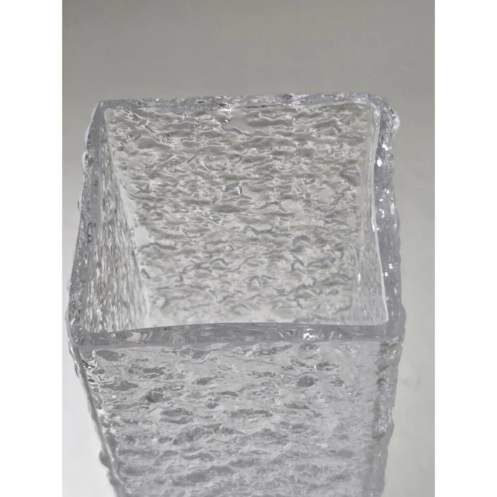 Vintage Iittala Finland Linearia Crinkle Square Vase 7.5